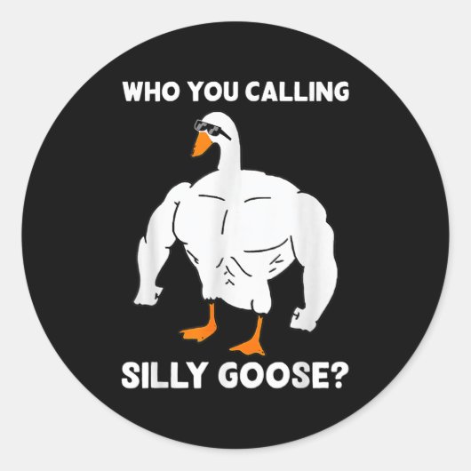 Sticker Rond Who You Calling Silly Goose Funny Gym Meme  (Devant)