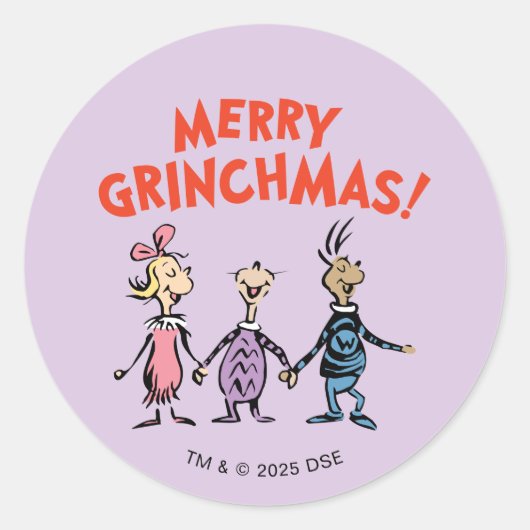 Sticker Rond Whos Holding Hands Merry Grinchmas (Devant)