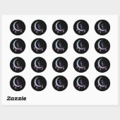 Sticker Rond Wicca Crescent Lune Chat Mystique Pastel Goth (Feuille)