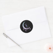 Sticker Rond Wicca Crescent Lune Chat Mystique Pastel Goth (Enveloppe)