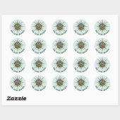 Sticker Rond Wiccan Imbolc Sunshine Snowrops Pentacle (Feuille)