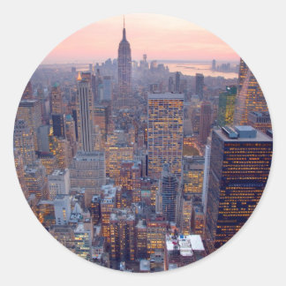 Sticker Rond Wide view of Manhattan at sunset