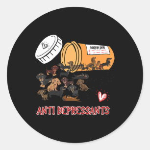 Sticker Rond Wiener Chien Saucisse Chiot Lover Antidépresseurs