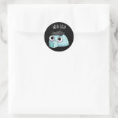 Sticker Rond Wig-loo Drôle de Pun d'Igloo Fond Sombre (Sac)