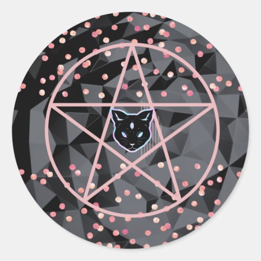 Sticker Rond WiizyWitch Magic Witch Cosmic Chat Pentacle Magick (Devant)