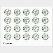 Sticker Rond Wil Birthday Safari Animaux (Feuille)