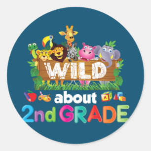 Sticker Rond Wild À propos de 2e année Enseignant élève de deux