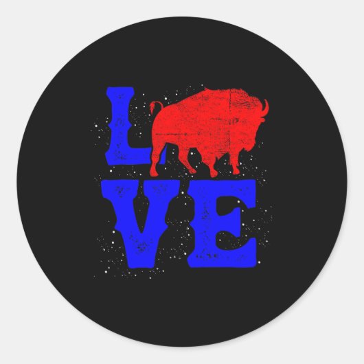 Sticker Rond Wild American Bison Lover Valentines Day Love Buff (Devant)