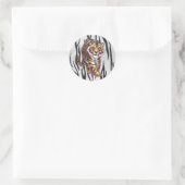 Sticker Rond Wild Me Tiger noir et blanc (Sac)