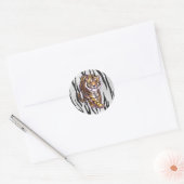 Sticker Rond Wild Me Tiger noir et blanc (Enveloppe)