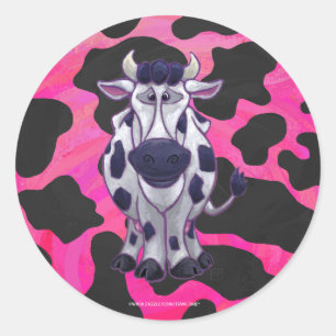 Sticker Rond Wild Me Tiger noir et rose