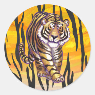 Sticker Rond Wild Me Tiger orange et noir