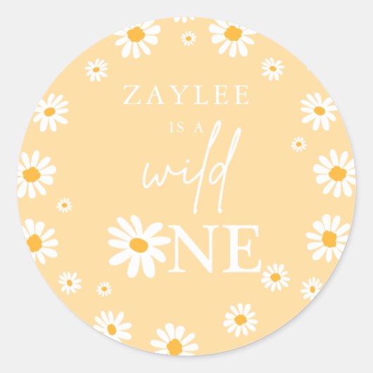 Sticker Rond Wild One 1er anniversaire fête Boho Retro Daisy (Devant)