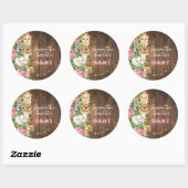 Sticker Rond Wild One Animal Rustic Safari Pink Baby Shower (Feuille)