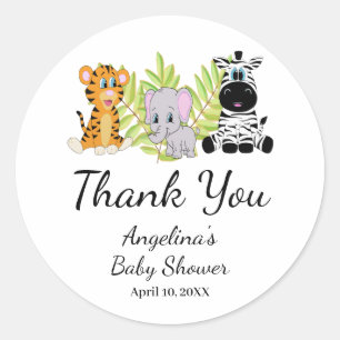 Sticker Rond Wild One Baby shower Safari Jungle Merci