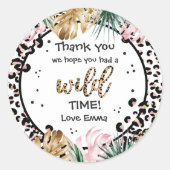 Sticker Rond Wild One Birthday Empreinte de léopard Wild Jungle (Devant)