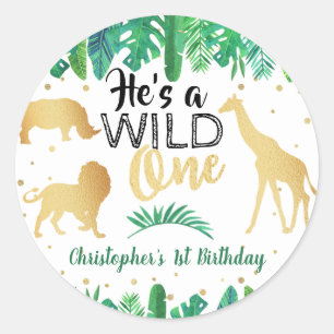 Sticker Rond Wild One Boys Première fête d'anniversaire Favoris