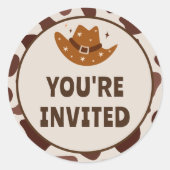 Sticker Rond Wild One Cowboy Anniversaire Vous êtes invité (Devant)