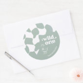 Sticker Rond Wild One Dapper Duck 1st Birthday Sage green  (Enveloppe)