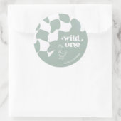 Sticker Rond Wild One Dapper Duck 1st Birthday Sage green  (Sac)