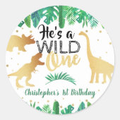 Sticker Rond Wild One Dinosaur Boys 1er anniversaire (Devant)