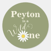 Sticker Rond Wild One First Birthday Green (Devant)