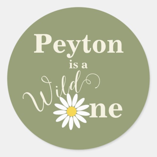 Sticker Rond Wild One First Birthday Green (Devant)