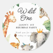 Sticker Rond Wild One Jungle Safari Anniversaire (Devant)