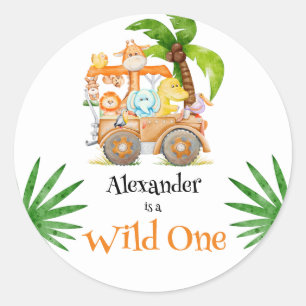 Sticker Rond Wild One Jungle Safari Anniversaire