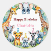 Sticker Rond Wild One mignonne Animaux Ballons Garçon fête d'an (Devant)