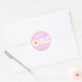 Sticker Rond Wild One Rose White Daisy Retro 1er Anniversaire (Enveloppe)
