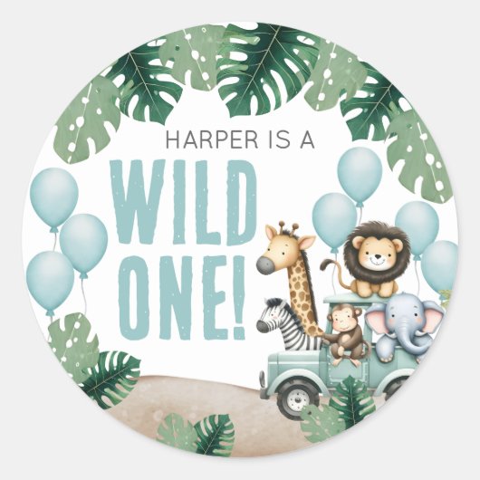 Sticker Rond Wild One Safari 1st Birthday (Devant)
