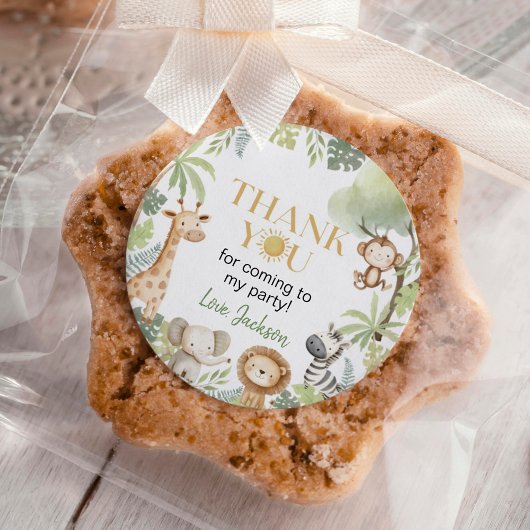 Sticker Rond Wild One Safari Animaux Anniversaire