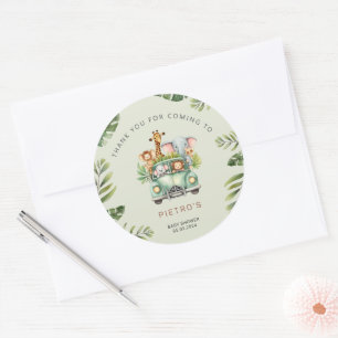 Sticker Rond Wild One Safari Animaux Baby shower garçon