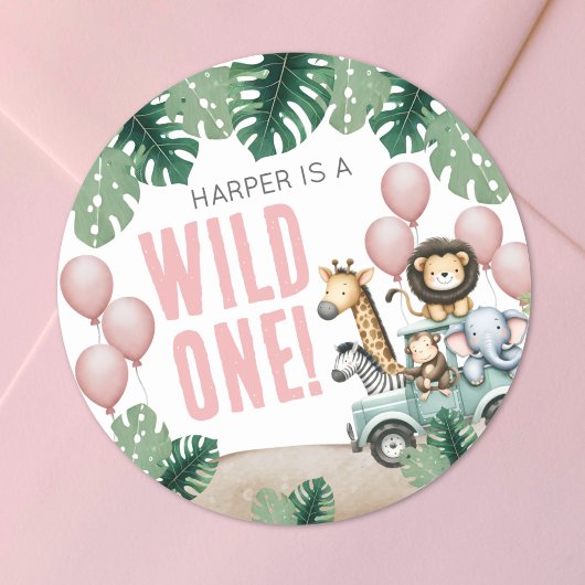 Sticker Rond Wild One Safari Anniversaire 1 an