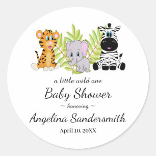 Sticker Rond Wild One Safari Jungle Animaux mignons Baby shower