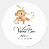 Sticker Rond Wild One Safari Jungle Boys 1ère fête d'anniversai (Devant)