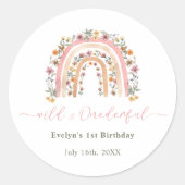 Sticker Rond Wild & Onedering Fleur sauvage Rainbow 1er anniver (Devant)