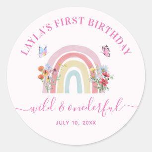 Sticker Rond Wild & Onedering Fleur sauvage Rainbow 1er anniver