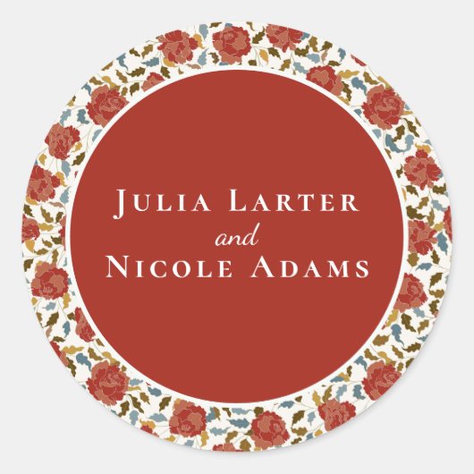 Sticker Rond Wild Rose Floral Petals Garden Affair Mariage (Devant)