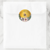 STICKER ROND WILD ROSES AND HONEY BEE FLORAL BEEKEEPING (Sac)