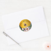 STICKER ROND WILD ROSES AND HONEY BEE FLORAL BEEKEEPING (Enveloppe)