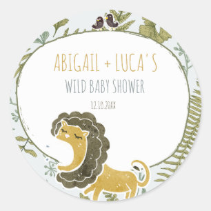 Sticker Rond Wild Safari Animaux Botanique Baby shower Livres