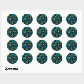 Sticker Rond Wild strawberries, yellow and blue (Feuille)