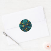 Sticker Rond Wild strawberries, yellow and blue (Enveloppe)