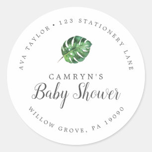 Sticker Rond Wild Tropical Baby shower Circulaire Adresse de re