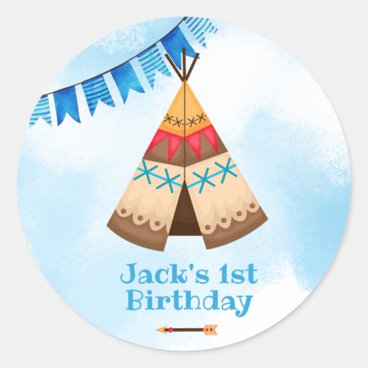 Sticker Rond Wild une invitation garçon de premier anniversaire (Devant)