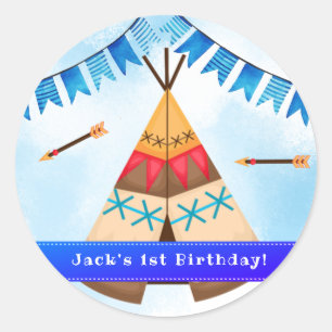 Sticker Rond Wild une invitation garçon de premier anniversaire