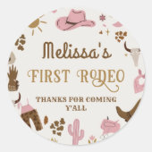 Sticker Rond Wild West Cowboy Rodeo Anniversaire Merci (Devant)