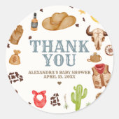 Sticker Rond Wild West Cowboy Rodeo Baby Shower (Devant)